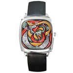 Beautiful Pattern Background Wave Chevron Waves Line Rainbow Art Square Metal Watch Front