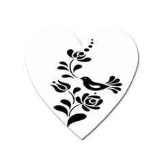 Birds Flower Rose Black Animals Heart Magnet by Mariart