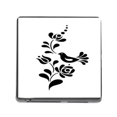 Birds Flower Rose Black Animals Memory Card Reader (square) by Mariart