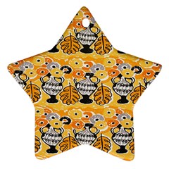 Amfora Leaf Yellow Flower Star Ornament (two Sides) by Mariart