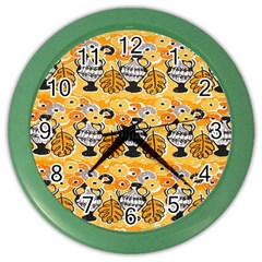 Amfora Leaf Yellow Flower Color Wall Clocks
