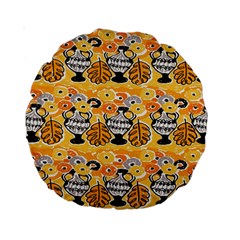 Amfora Leaf Yellow Flower Standard 15  Premium Round Cushions by Mariart