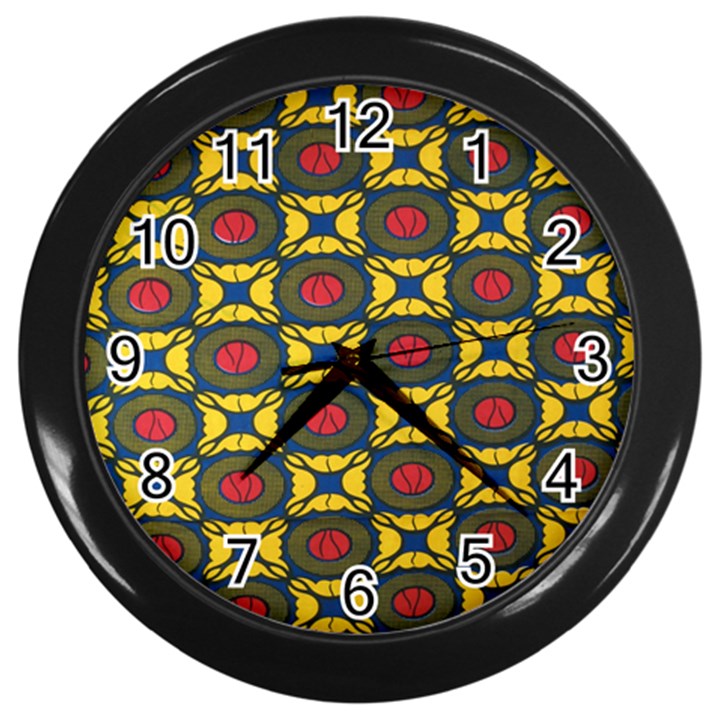 African Textiles Patterns Wall Clocks (Black)