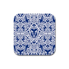 Birds Fish Flowers Floral Star Blue White Sexy Animals Beauty Rubber Square Coaster (4 Pack) 