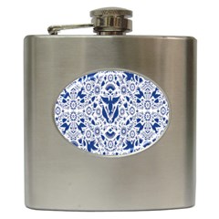 Birds Fish Flowers Floral Star Blue White Sexy Animals Beauty Hip Flask (6 Oz)