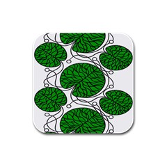 Bottna Fabric Leaf Green Rubber Square Coaster (4 Pack)  by Mariart