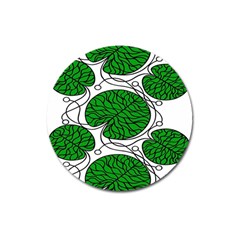 Bottna Fabric Leaf Green Magnet 3  (round) by Mariart