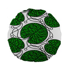 Bottna Fabric Leaf Green Standard 15  Premium Round Cushions by Mariart