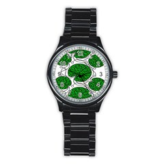 Bottna Fabric Leaf Green Stainless Steel Round Watch by Mariart