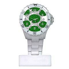 Bottna Fabric Leaf Green Plastic Nurses Watch by Mariart