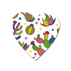 Cactus Seamless Pattern Background Polka Wave Rainbow Heart Magnet