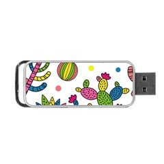 Cactus Seamless Pattern Background Polka Wave Rainbow Portable Usb Flash (two Sides)