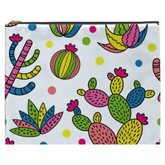 Cactus Seamless Pattern Background Polka Wave Rainbow Cosmetic Bag (xxxl) 