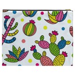 Cactus Seamless Pattern Background Polka Wave Rainbow Cosmetic Bag (XXXL)  Back
