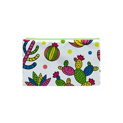 Cactus Seamless Pattern Background Polka Wave Rainbow Cosmetic Bag (xs)