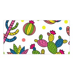 Cactus Seamless Pattern Background Polka Wave Rainbow Satin Shawl by Mariart