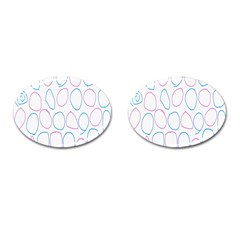 Circles Featured Pink Blue Cufflinks (oval)