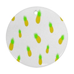 Cute Pineapple Fruite Yellow Green Round Ornament (two Sides) by Mariart