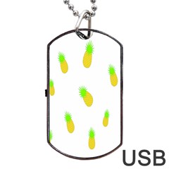 Cute Pineapple Fruite Yellow Green Dog Tag Usb Flash (two Sides) by Mariart