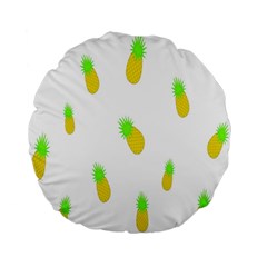 Cute Pineapple Fruite Yellow Green Standard 15  Premium Round Cushions