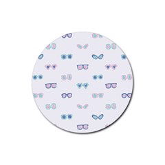 Cute Sexy Funny Sunglasses Kids Pink Blue Rubber Coaster (round) 