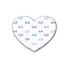 Cute Sexy Funny Sunglasses Kids Pink Blue Rubber Coaster (heart)  by Mariart