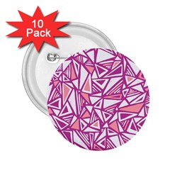 Conversational Triangles Pink White 2 25  Buttons (10 Pack) 