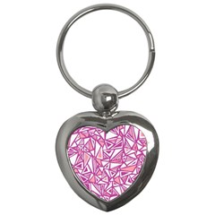 Conversational Triangles Pink White Key Chains (heart) 