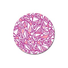 Conversational Triangles Pink White Magnet 3  (round)