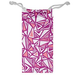 Conversational Triangles Pink White Jewelry Bag by Mariart