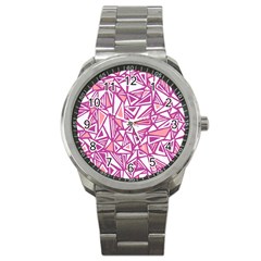 Conversational Triangles Pink White Sport Metal Watch by Mariart