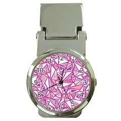 Conversational Triangles Pink White Money Clip Watches