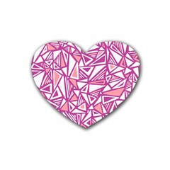 Conversational Triangles Pink White Rubber Coaster (heart) 