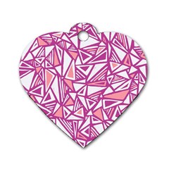 Conversational Triangles Pink White Dog Tag Heart (two Sides) by Mariart