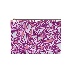 Conversational Triangles Pink White Cosmetic Bag (medium) 