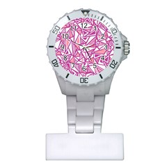 Conversational Triangles Pink White Plastic Nurses Watch by Mariart