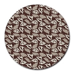 Dried Leaves Grey White Camuflage Summer Round Mousepads