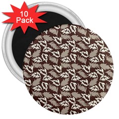 Dried Leaves Grey White Camuflage Summer 3  Magnets (10 Pack)  by Mariart