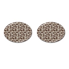 Dried Leaves Grey White Camuflage Summer Cufflinks (oval)