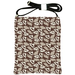 Dried Leaves Grey White Camuflage Summer Shoulder Sling Bags by Mariart