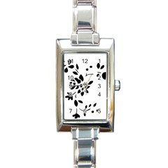 Flower Rose Black Sexy Rectangle Italian Charm Watch by Mariart