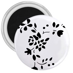 Flower Rose Black Sexy 3  Magnets by Mariart