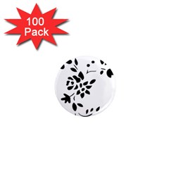 Flower Rose Black Sexy 1  Mini Magnets (100 Pack)  by Mariart