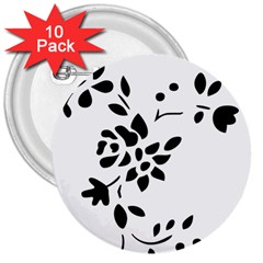 Flower Rose Black Sexy 3  Buttons (10 Pack) 