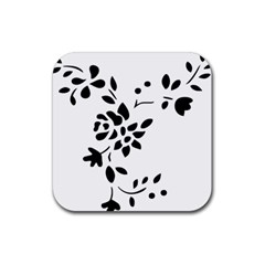 Flower Rose Black Sexy Rubber Coaster (square) 