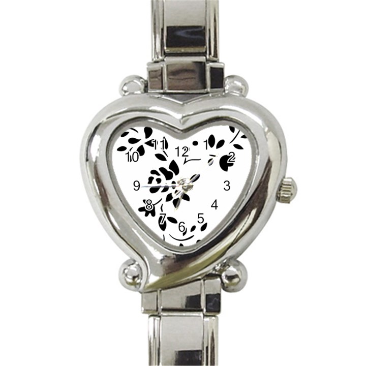 Flower Rose Black Sexy Heart Italian Charm Watch