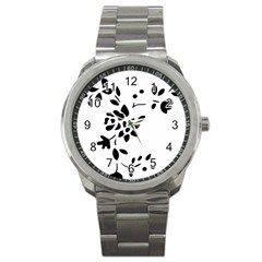 Flower Rose Black Sexy Sport Metal Watch by Mariart