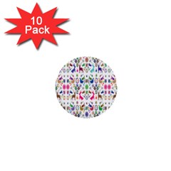 Birds Fish Flowers Floral Star Blue White Sexy Animals Beauty Rainbow Pink Purple Blue Green Orange 1  Mini Buttons (10 Pack) 