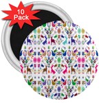 Birds Fish Flowers Floral Star Blue White Sexy Animals Beauty Rainbow Pink Purple Blue Green Orange 3  Magnets (10 pack)  Front