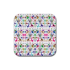 Birds Fish Flowers Floral Star Blue White Sexy Animals Beauty Rainbow Pink Purple Blue Green Orange Rubber Coaster (square) 